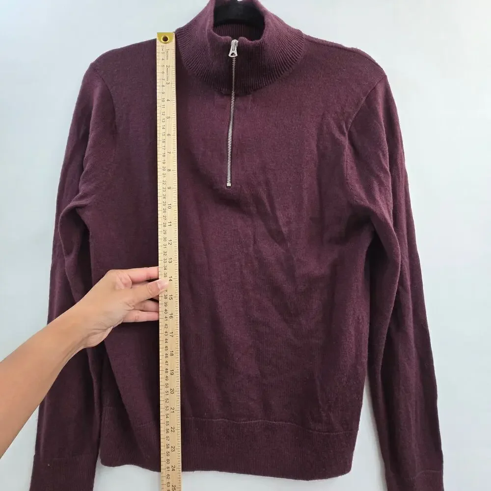 J.Crew Men’s Half Zip Merino Wool Blend Sweater Size S Burgundy Preppy Classic